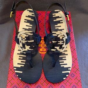 Tory Burch Miller Sandal SZ 7 Navy & Ivory color